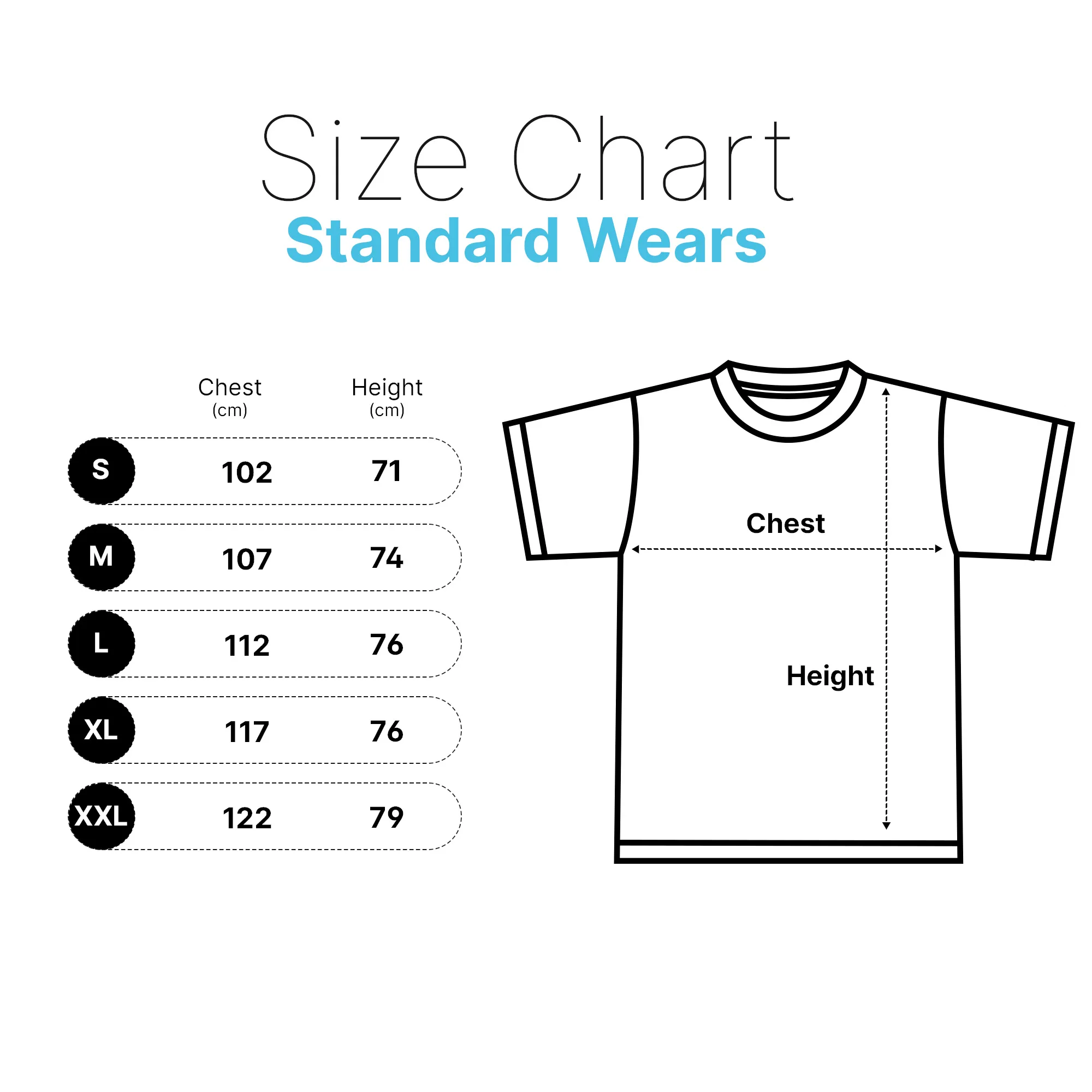 standard wears size guide
